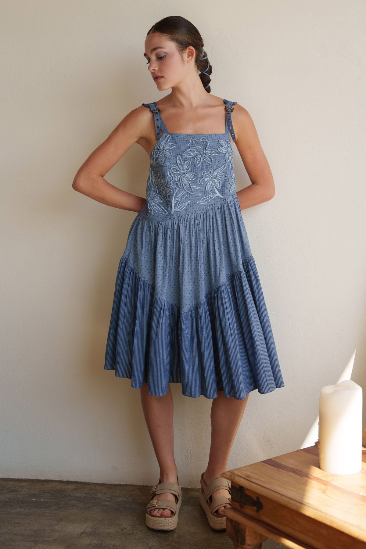 Buy Blue Printed Tiered Mini Dress by Shruti Sancheti for women online at ScrollnShops